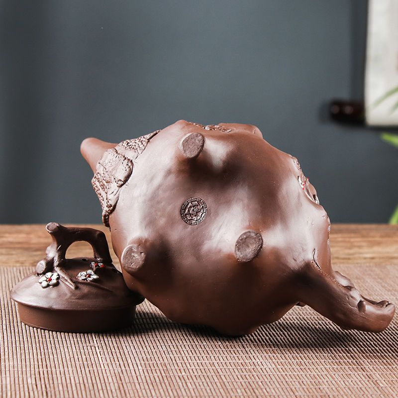 ✩ 絕版收藏！正宗宜興紫砂朱泥長嘴供春壺 ❘ 黃金大容量500cc ❘ 純手工浮雕匠製，泡茶更香