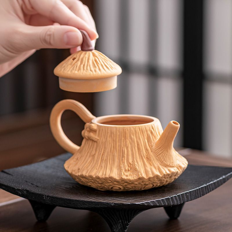 原礦陳腐老料|紫砂黃金段泥蓮蓬壺 • 珍貴窖藏本山綠,大師全手工匠心而製▸禪意復古,泡茶更香醇